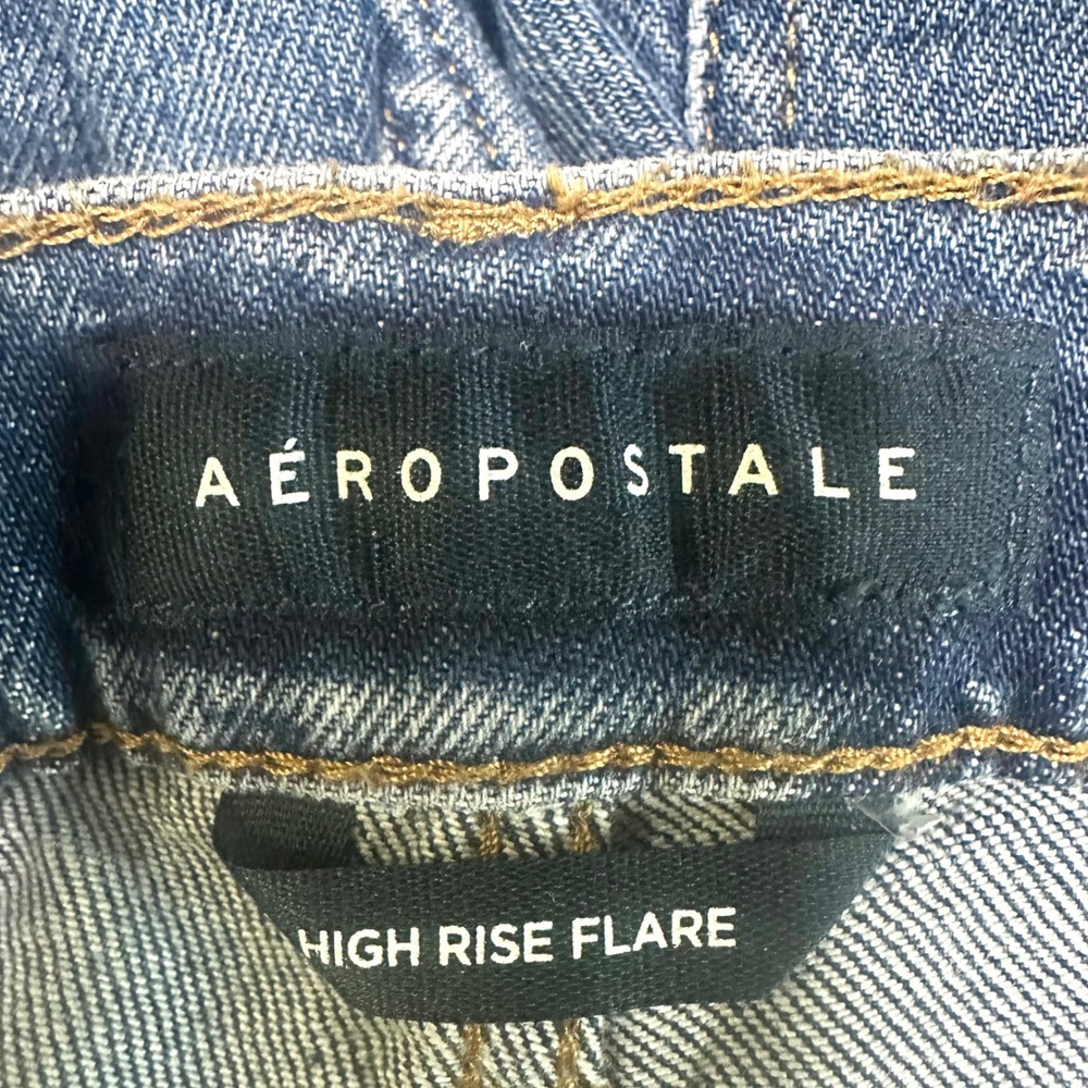 AEROPOSTALE High Rise Flare Bell Bottom Jeans Blue Denim Women Plus 16 Retro 70s - Picture 6 of 7